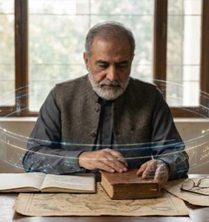 Old Man Reading Books
